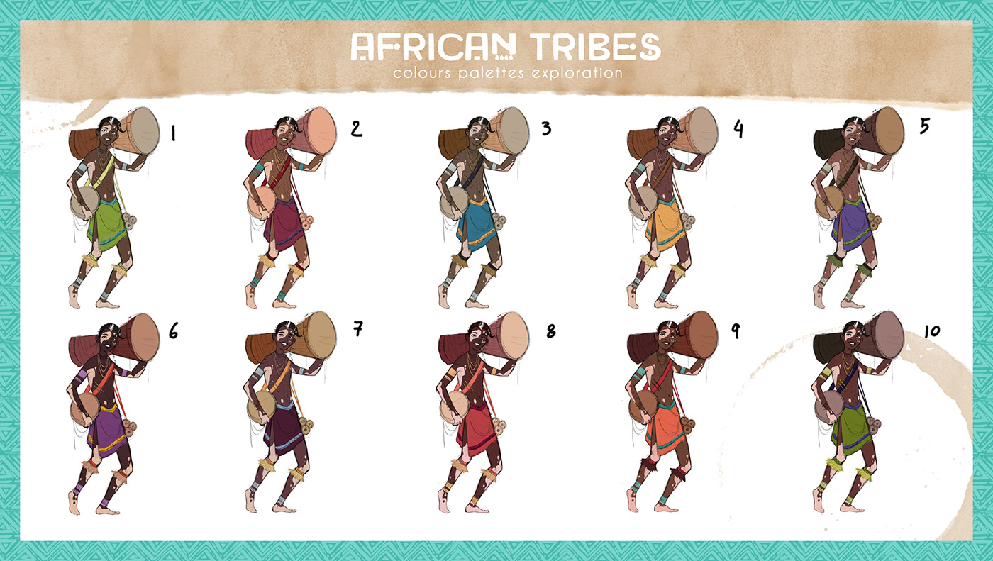 characters Character design  character animation african tribes african vitiligo animation  musicians concept art concept