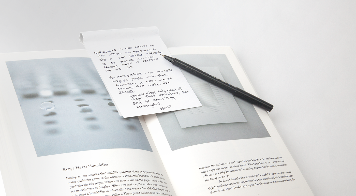 bookmark kenya hara designing design notemark sketchbook pen holder mauricio romano White minimal clean notes