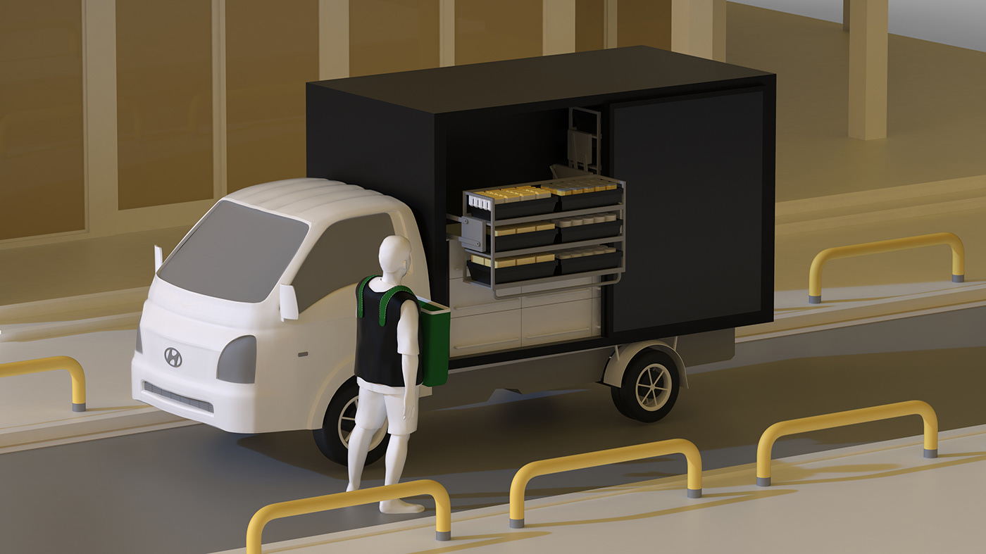 delivery Food  Fulfillment Grocery mobility modular module transportation Truck Vehicle