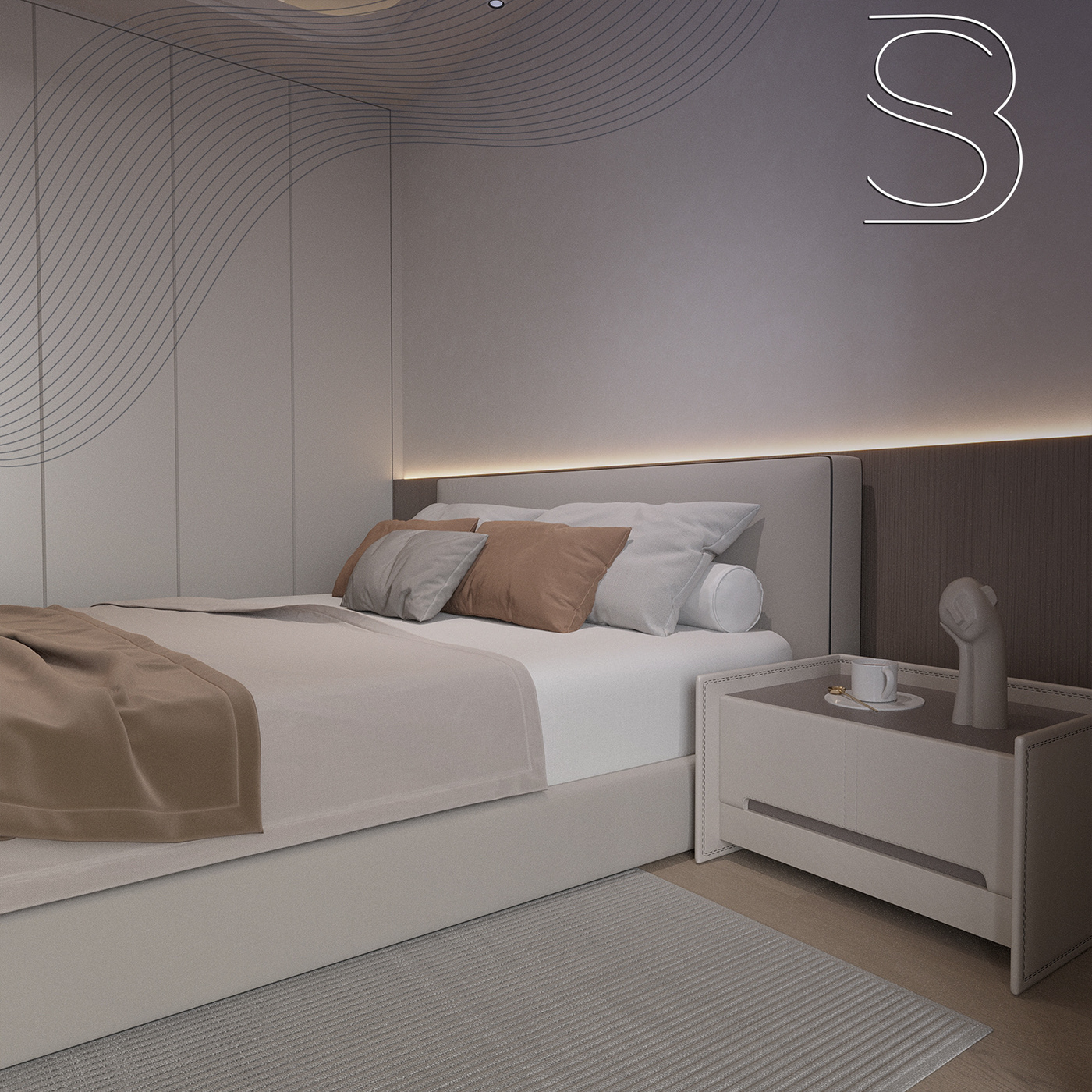 Render design 3ds MAX bedroom