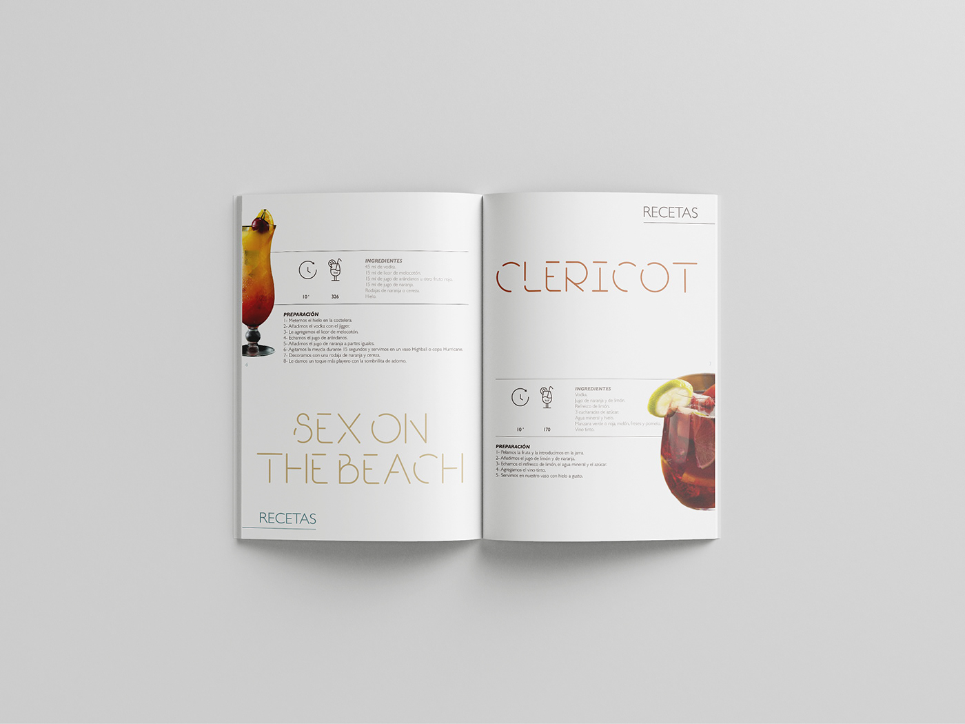 bartender Diseño editorial InDesign Minimalista recetas revista sabores Tragos