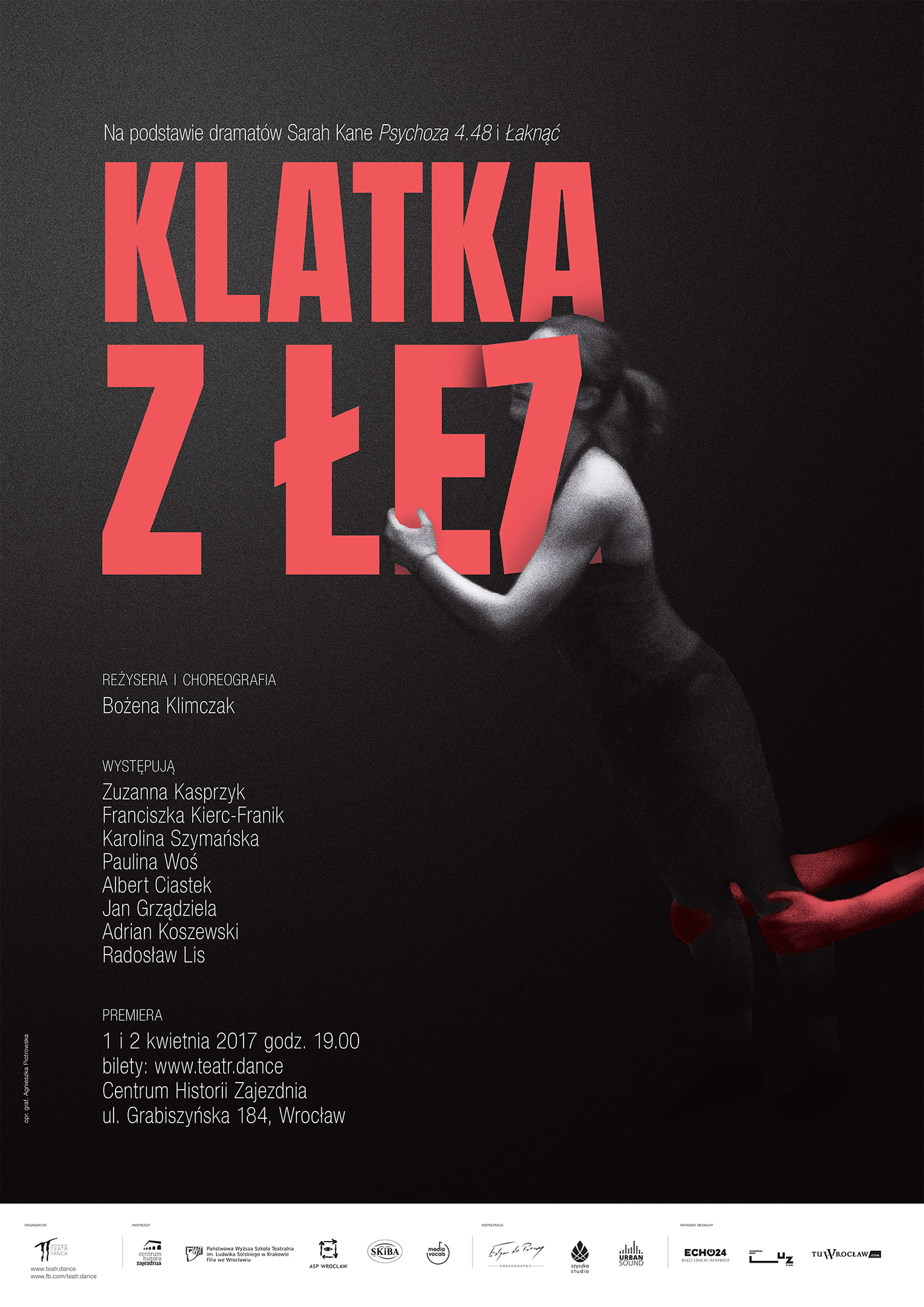 Theatre play klatka z łez wrocław wroclaw poster Invitation DANCE   wrocławski teatr tańca piotrowska