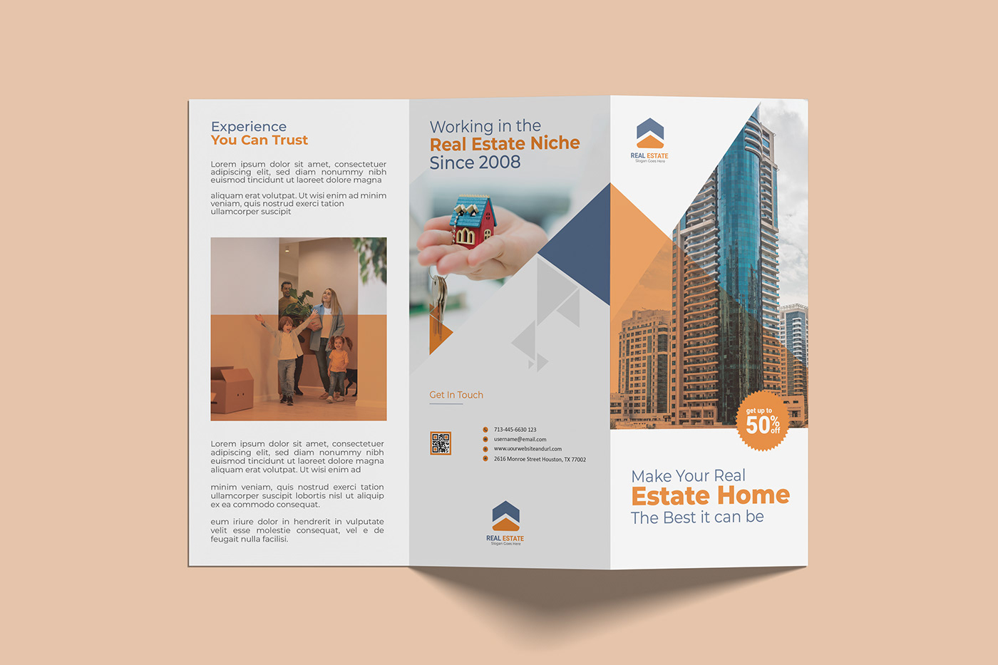 tri-fold brochure tri-fold brochure flyer real estate property real estate brochure Bi-fold company proflie real estate flyer