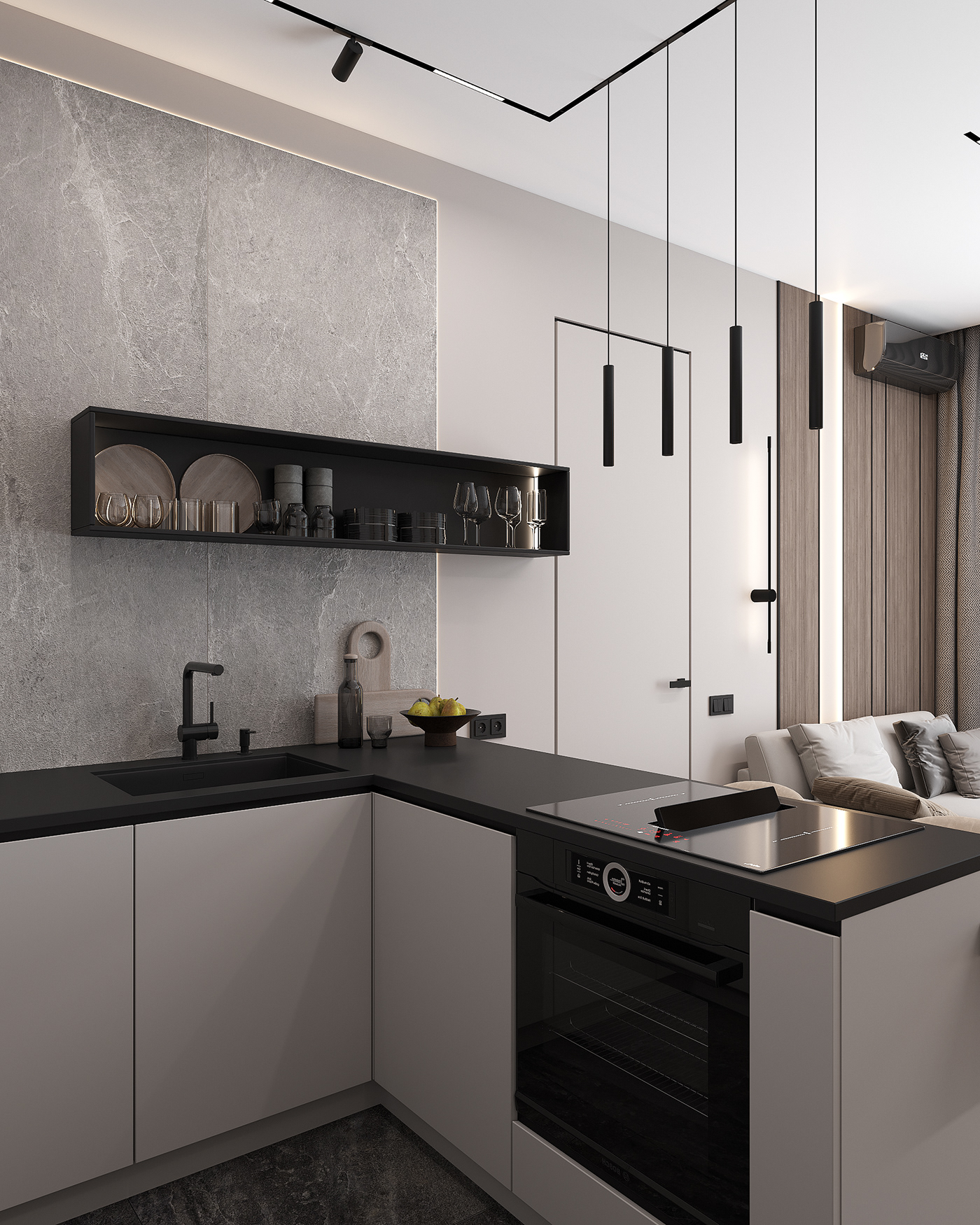 3ds max Render visualization interior design  corona apartment inspiration kitchen Minimalism CGart