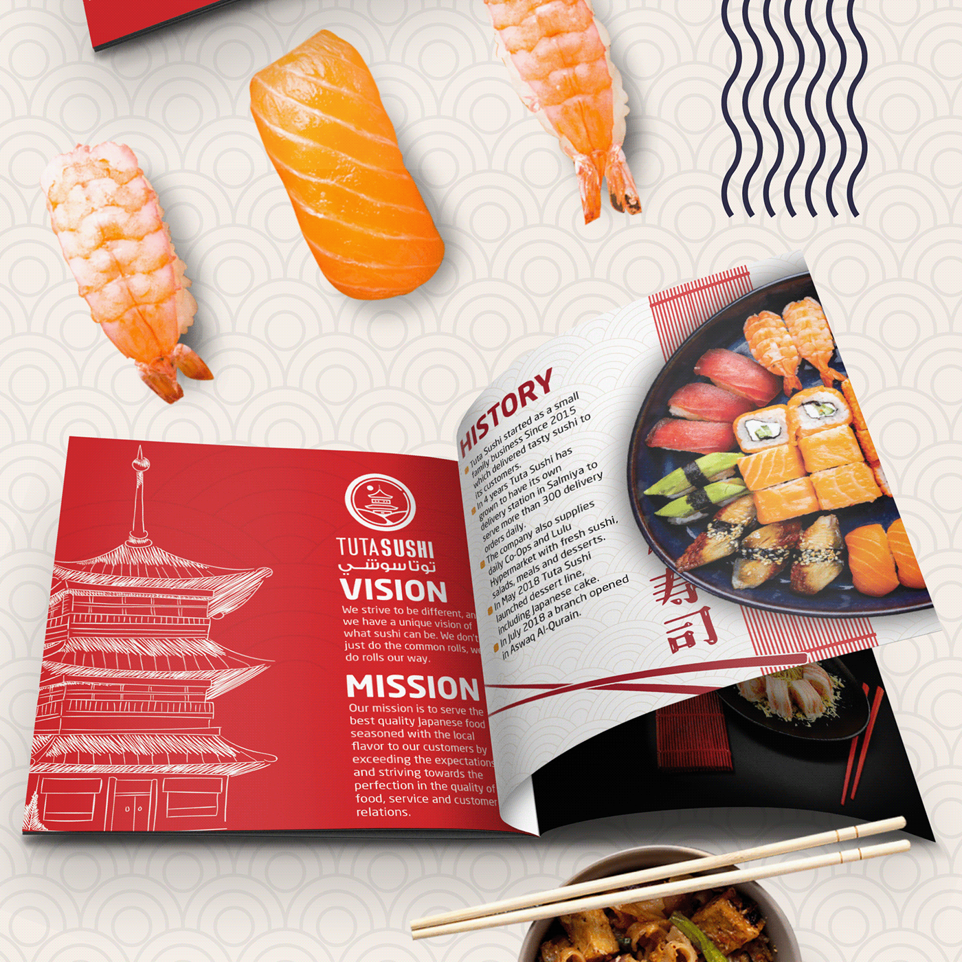 Sushi japan Kuwait profile company brand identity design Food  restaurant marketing  