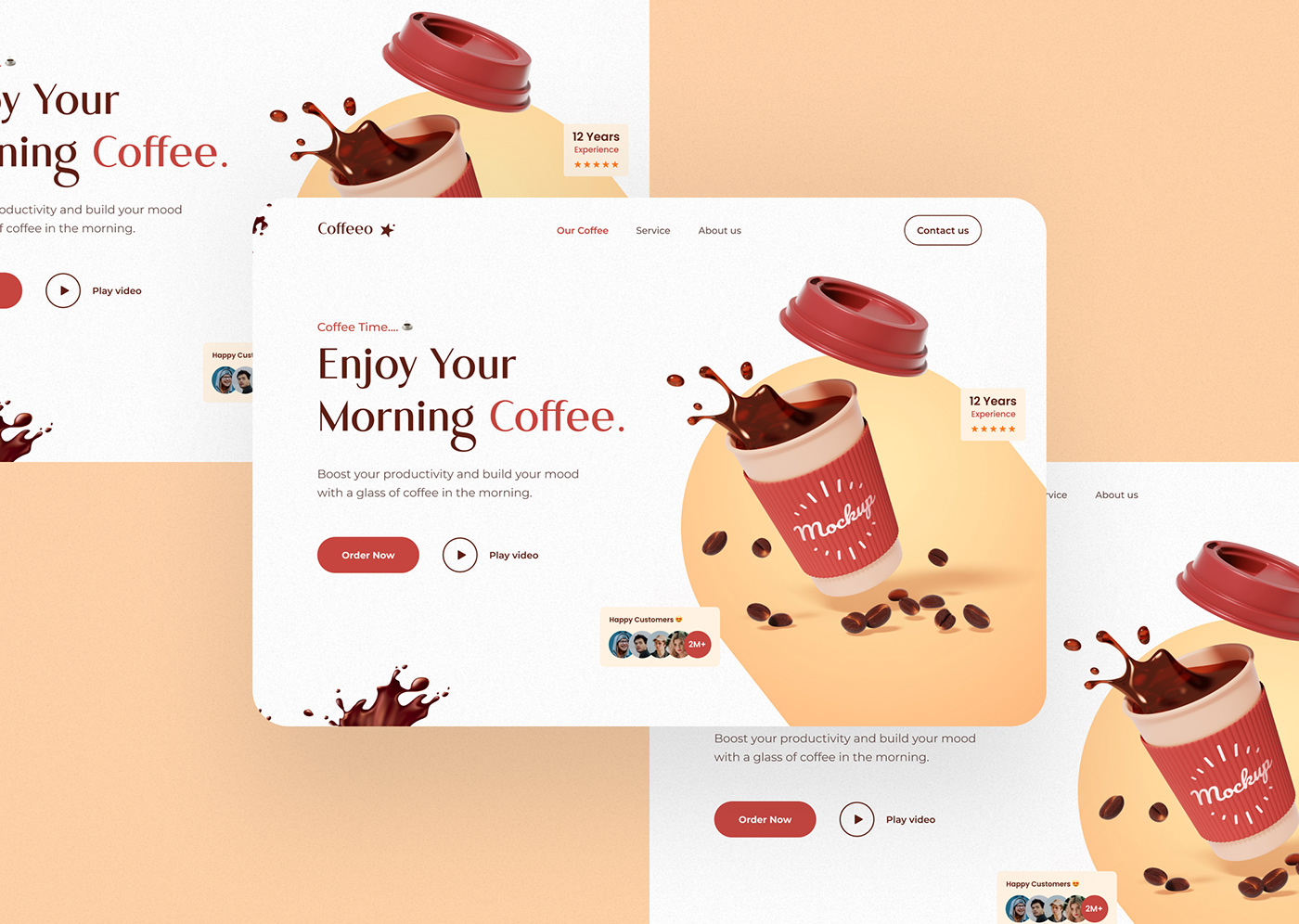 cafe Coffee coffee shop coffee shop website landing page online store ui design visual design web header Web Template