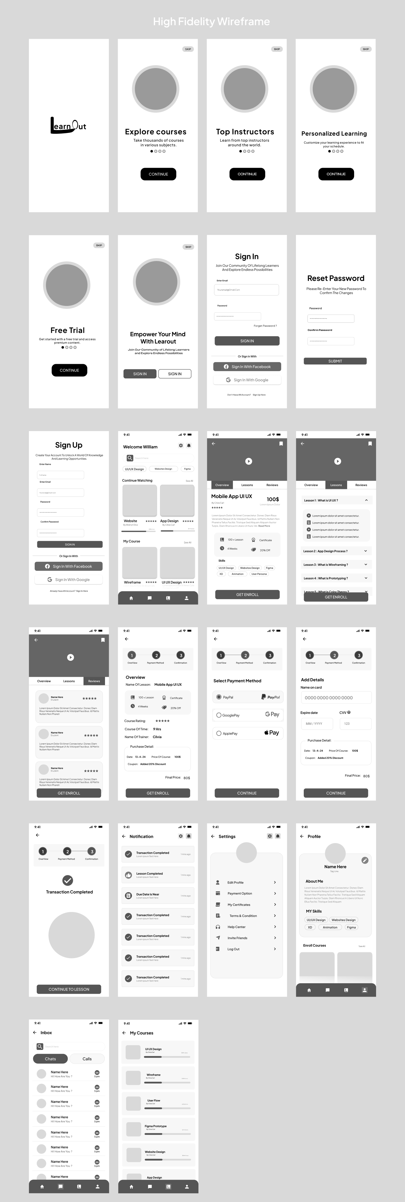 low and high fidelity wireframe with figma