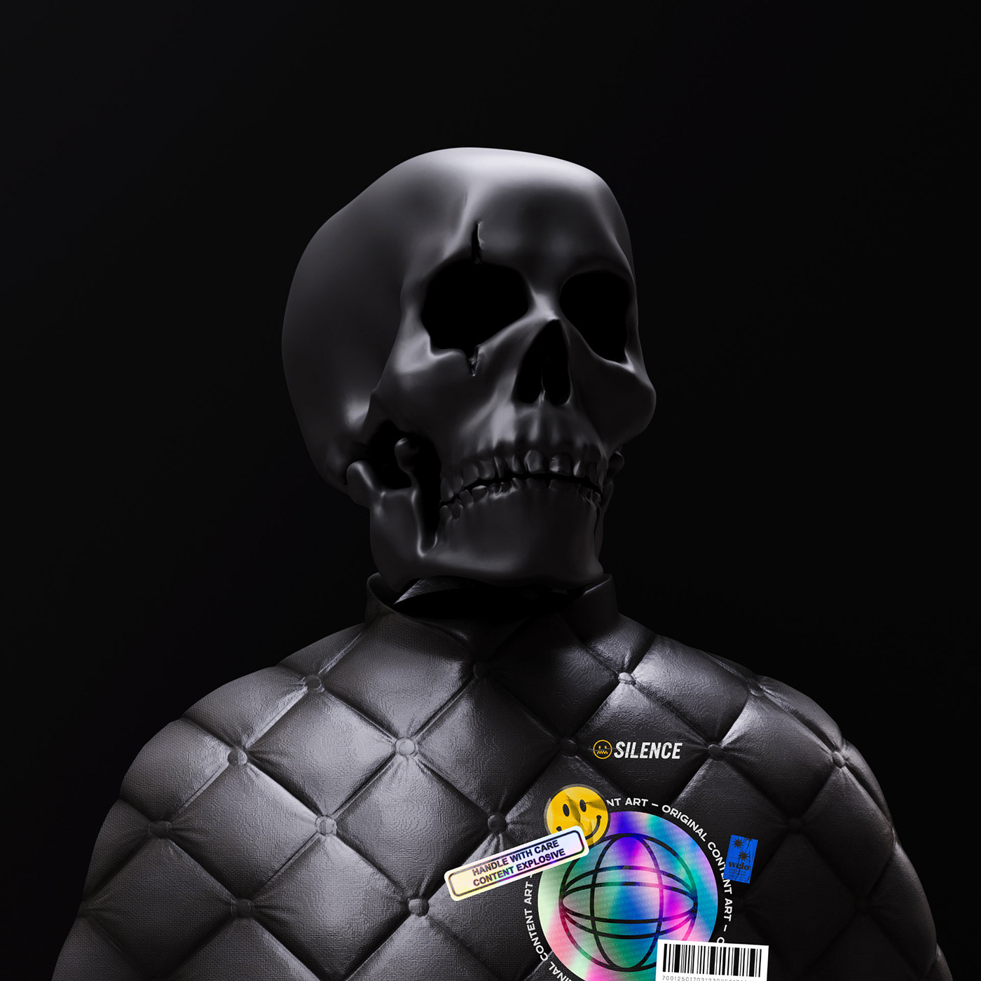 3D black c4d cinema4d nft Render visualization skeleton skull trend