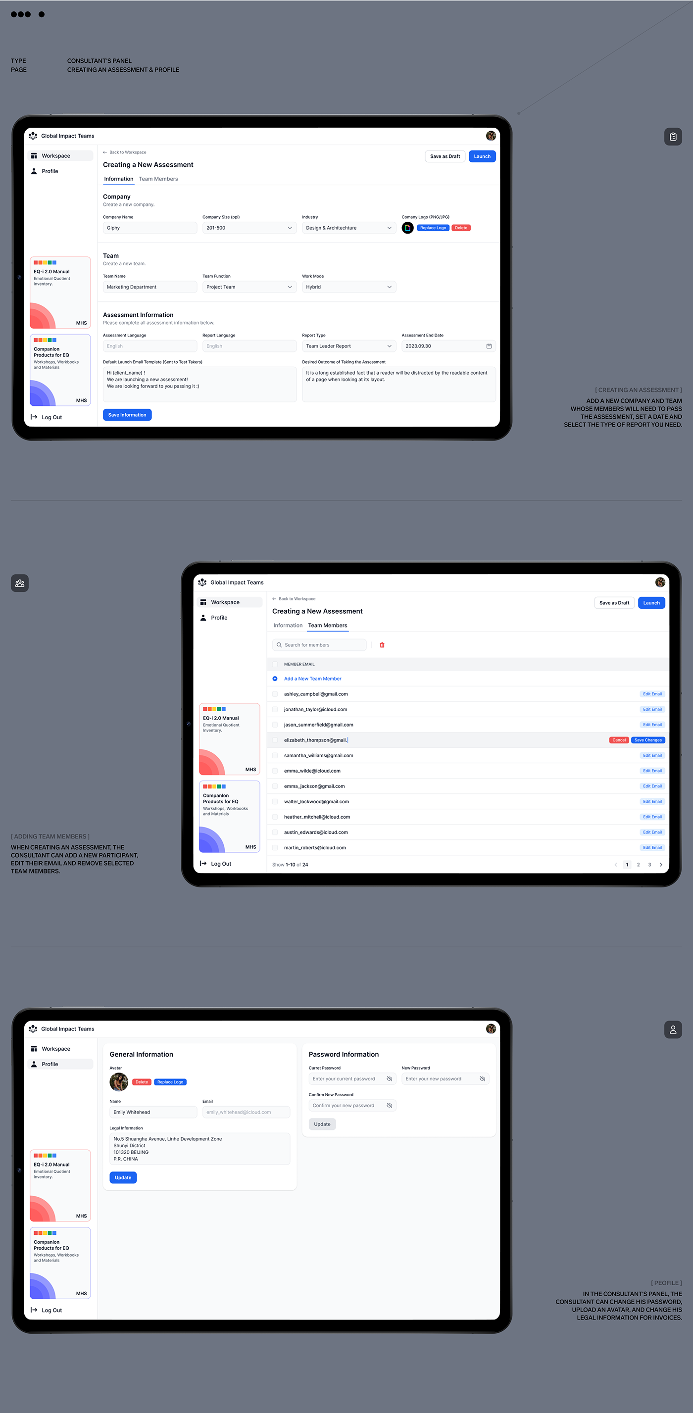 admin dashboard Figma Platform psychology testing UI/UX user experience user interface Web Design