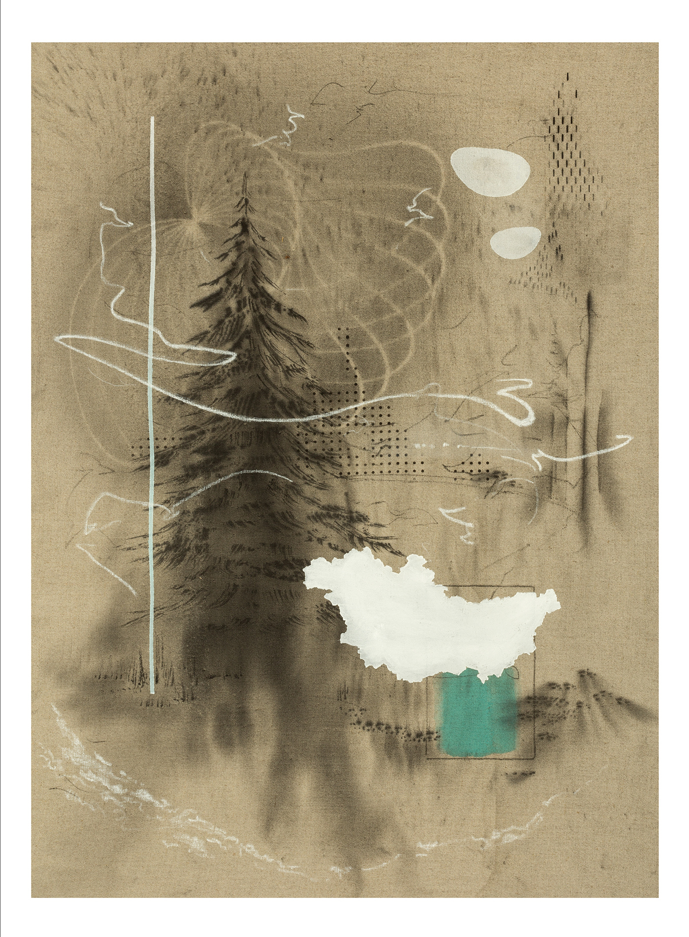 ink linen raw linen sumi Tree  watershed