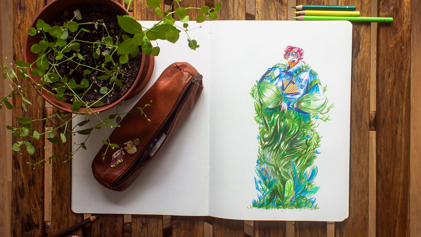 colored pencil sketchbook ILLUSTRATION  frogs landscapes Photography  Drawing  colors fantasy Character design 