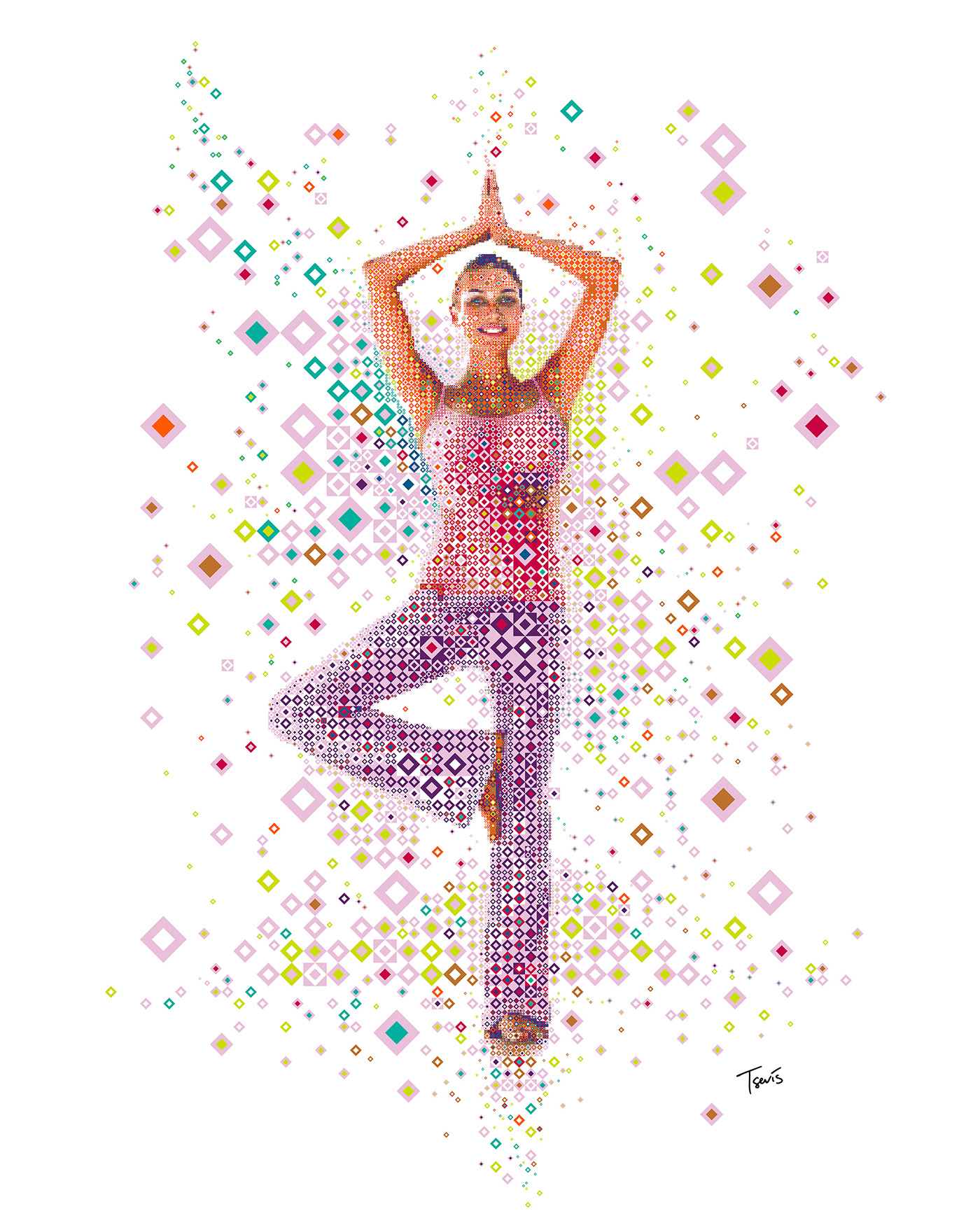 sports illustration yoga art Sports Design Digital Mosaic Olympics Nike adidas puma sports inspiration tennis art