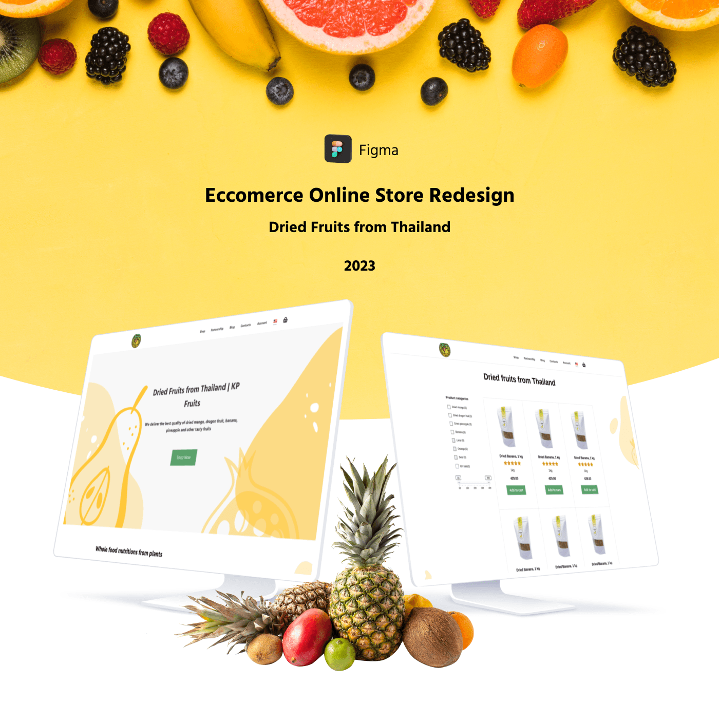 design redesign fruits Tropical yellow online store Online shop UI/UX Ecommerce e-commerce