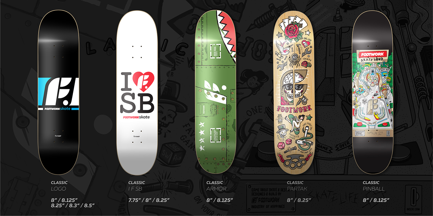 skateboards skate skateboarding footwork Skate Decks graphics Board Graphics ILLUSTRATION  graphic design  skate brand