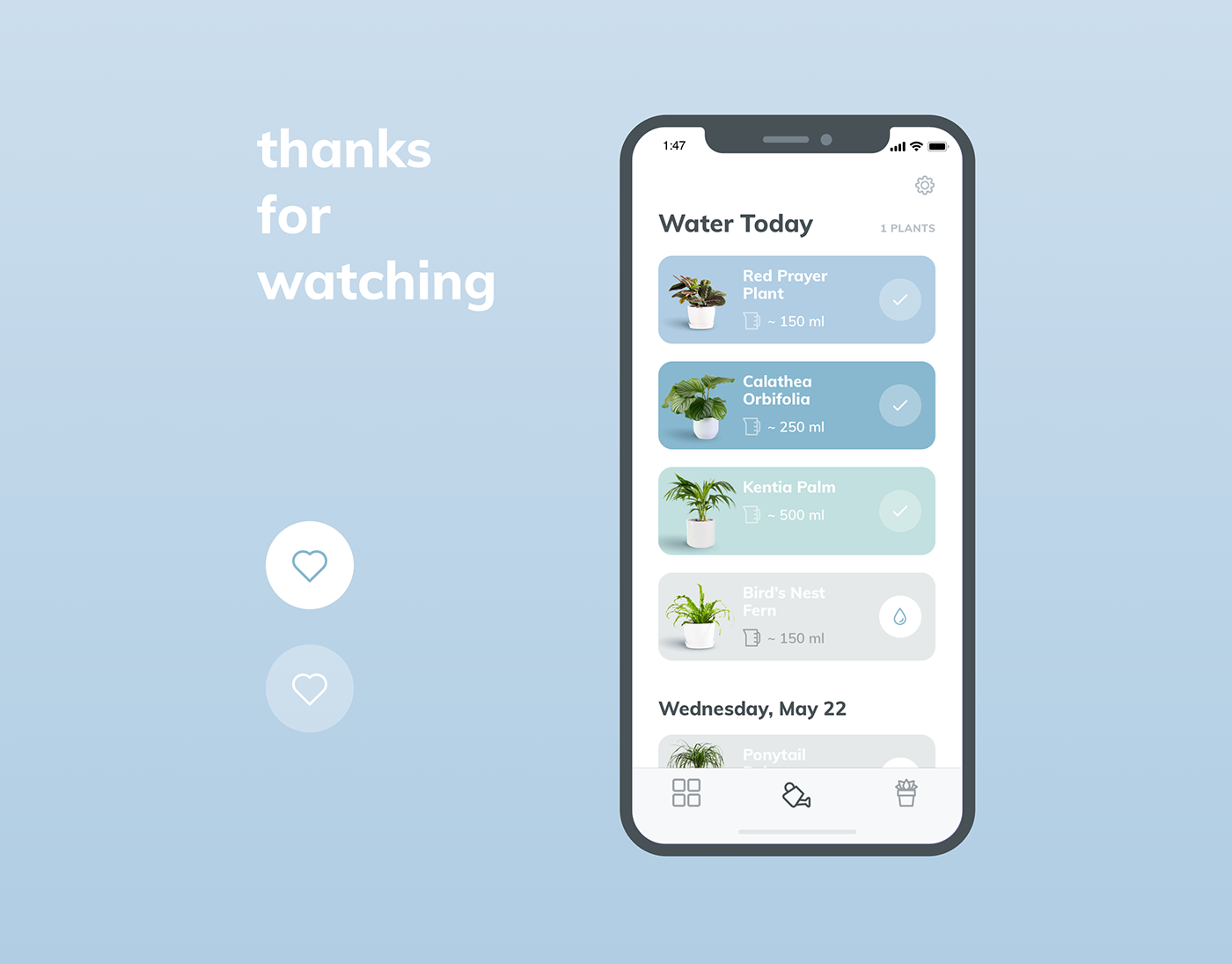 Mobile app iPhone x plants modern UI/UX ios water animation  cool trends