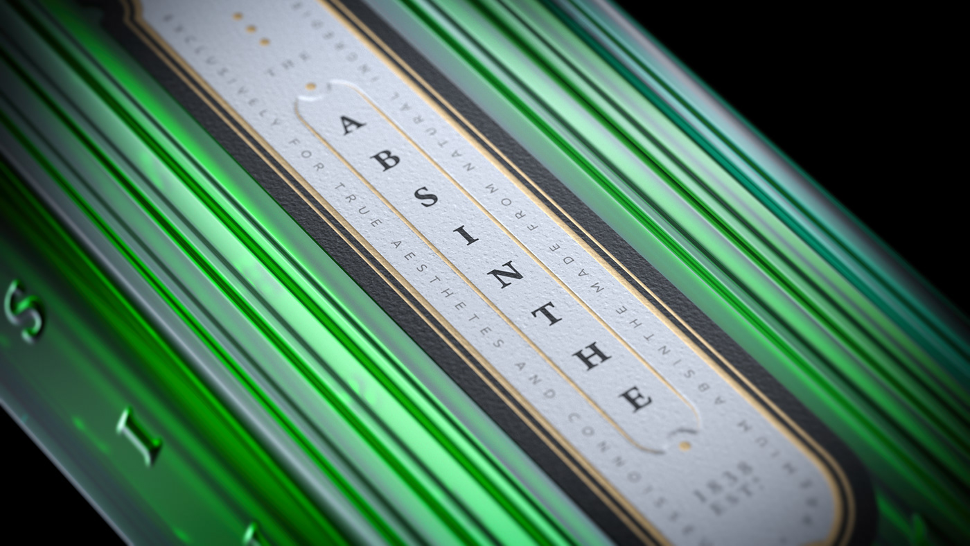 Absinthe branding  CGI concept graphic design  label design Packaging visualization