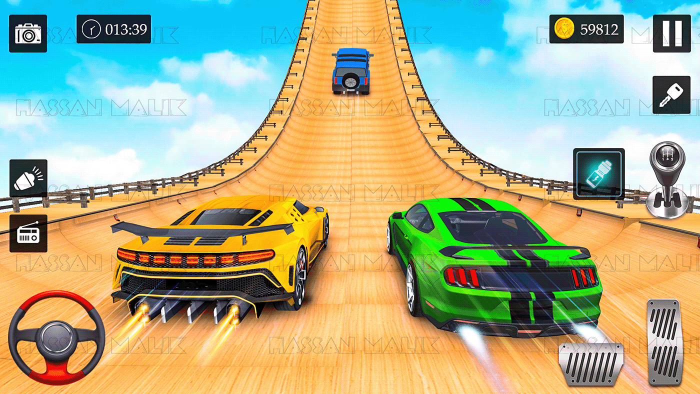 car stunt Racing game 3D Render modern 3ds max vray exterior
