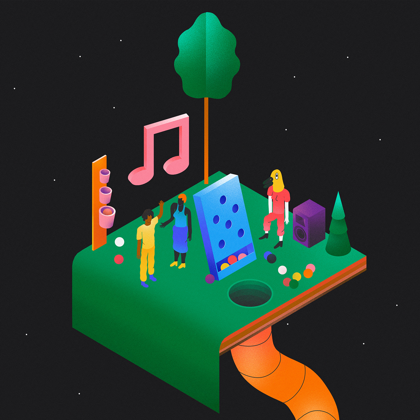 BBQ Fun green ILLUSTRATION  Isometric Nature party summer