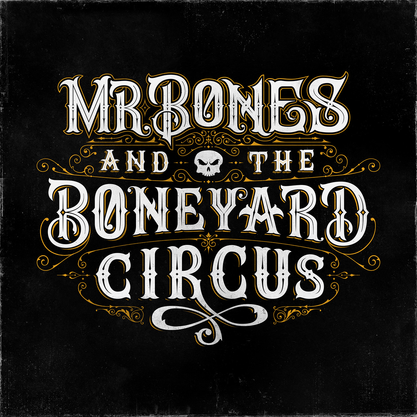 boneyard Circus logodesign machineast dark horror bone vintage metal rockband Mr Bones 3D typography 3D lettering HAND LETTERING lettering