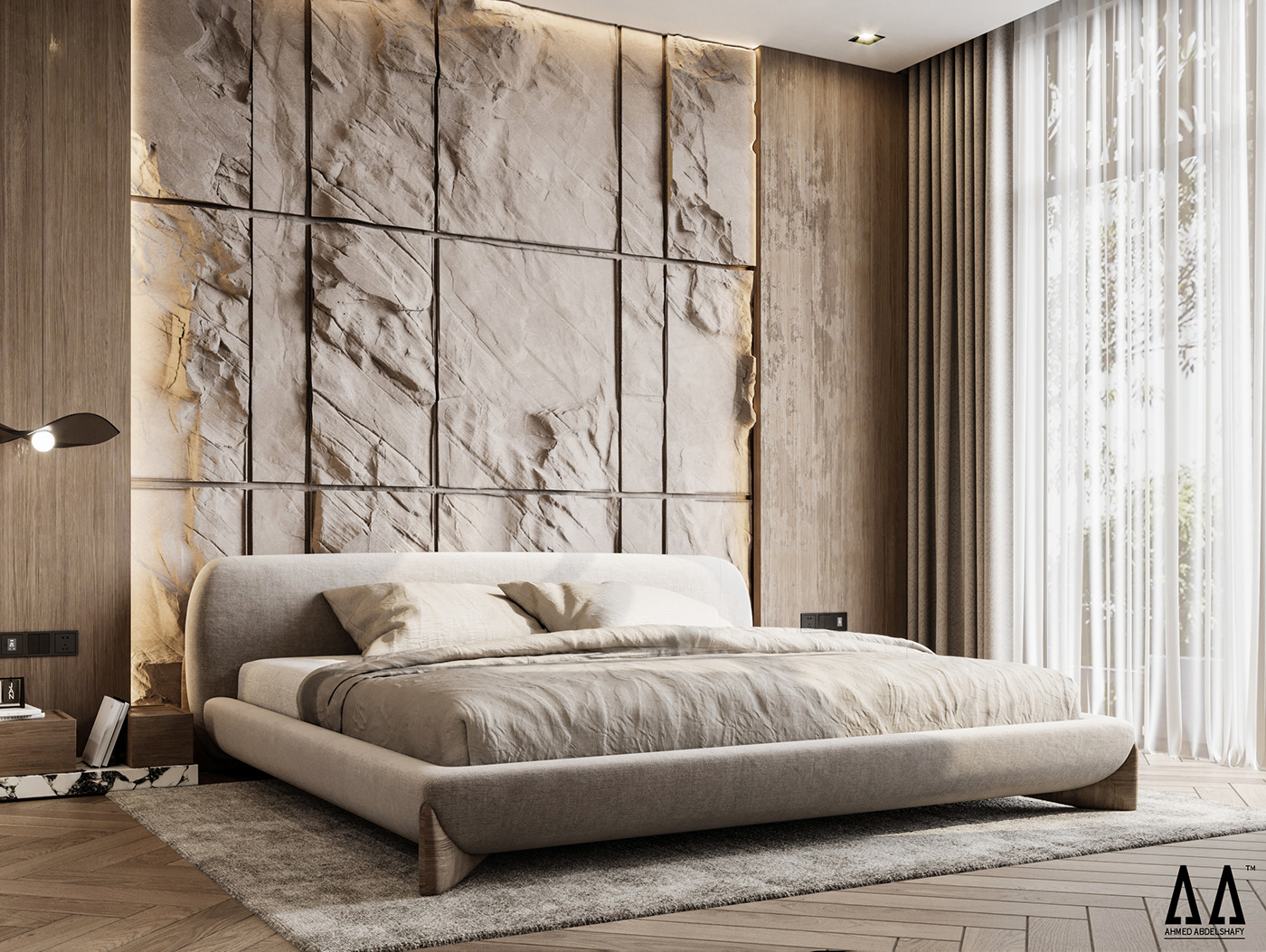 Interior interior design  3D modern cozy decor luxury visual identity bedroom visualization