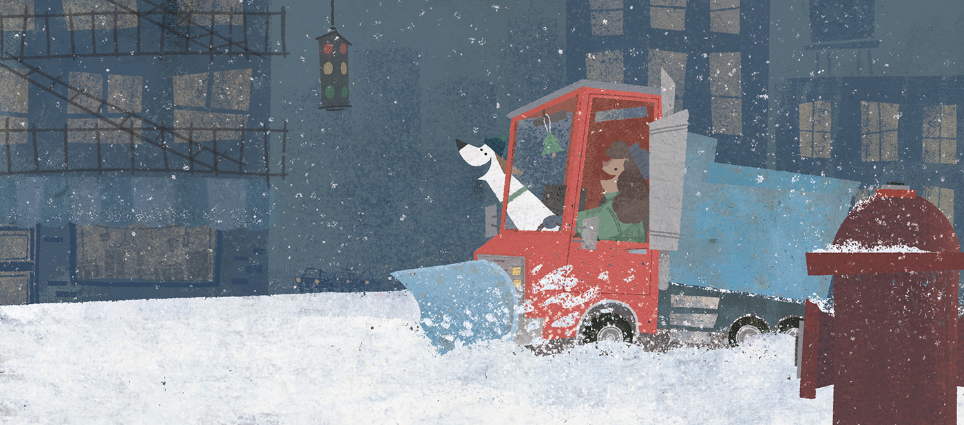 Holiday Art Christmas children's book Picture book cute ILLUSTRATION  collage texture Truck children