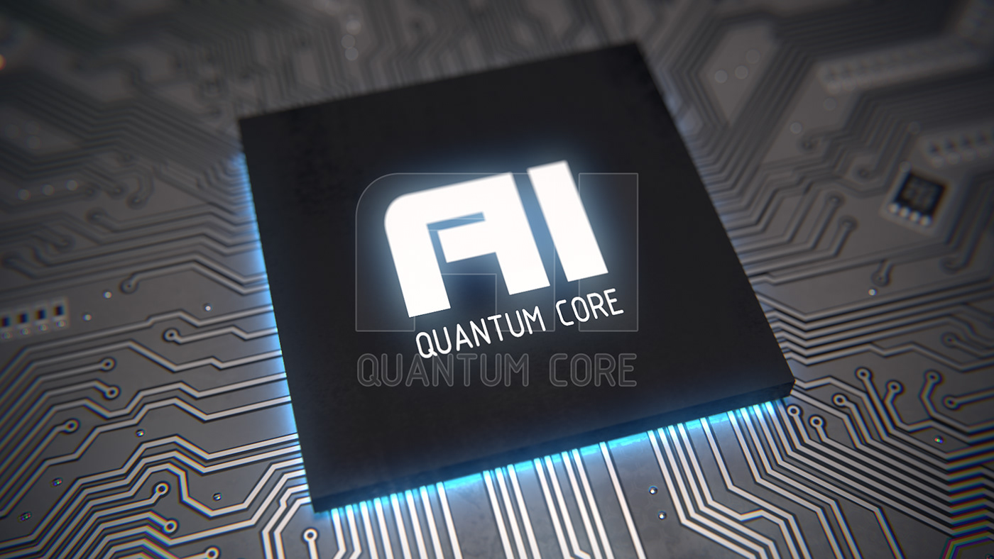 ai Noai quantum core processor CPU chip motherboard 3D model