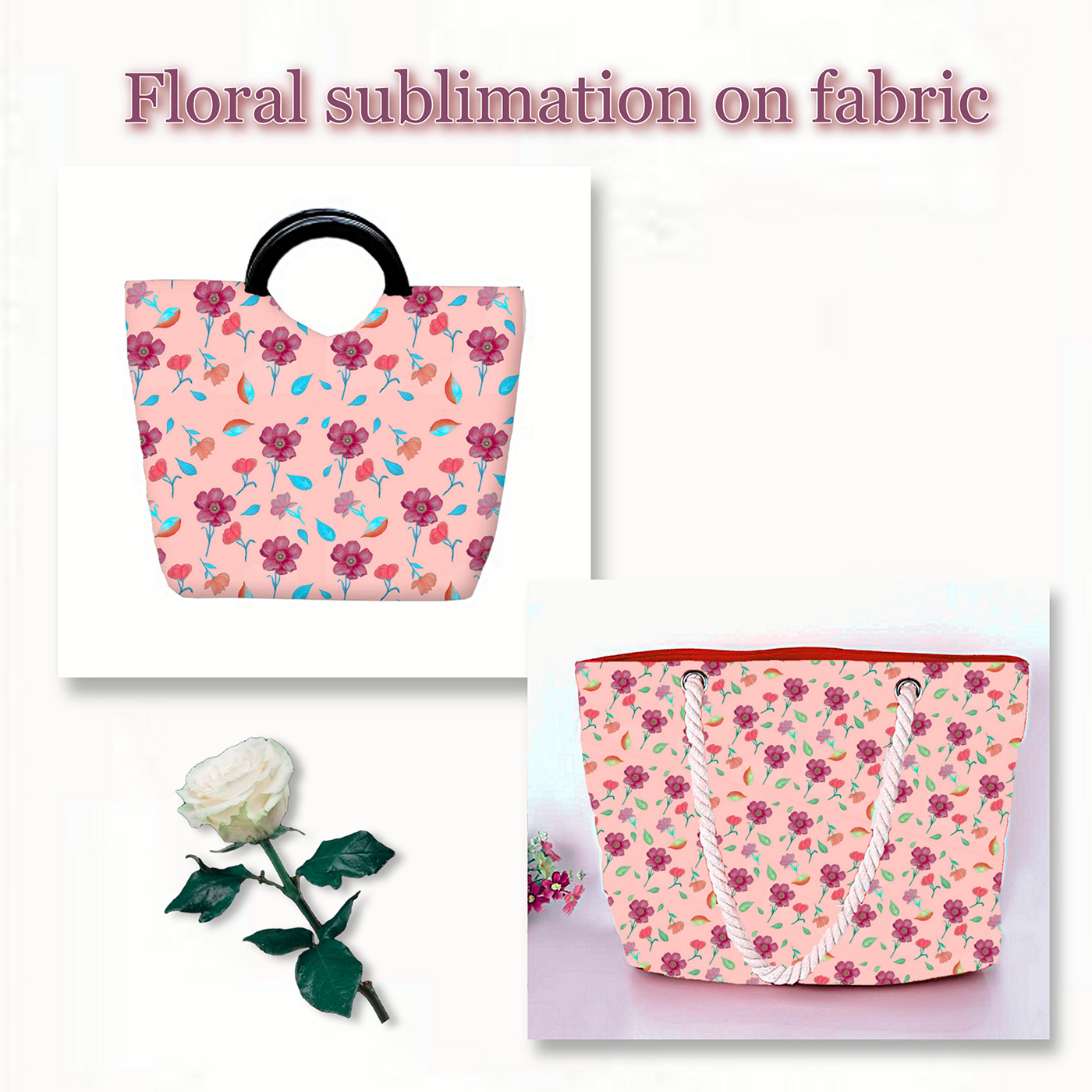 Floral sublimation on fabric
