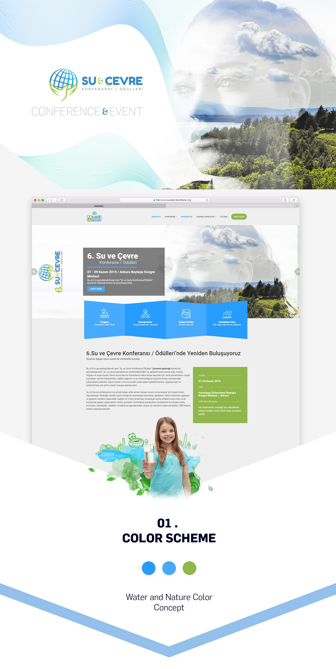 Event conference save water save nature Clean Water charity WATER VOLUNTEERS catalog webpage Mockup