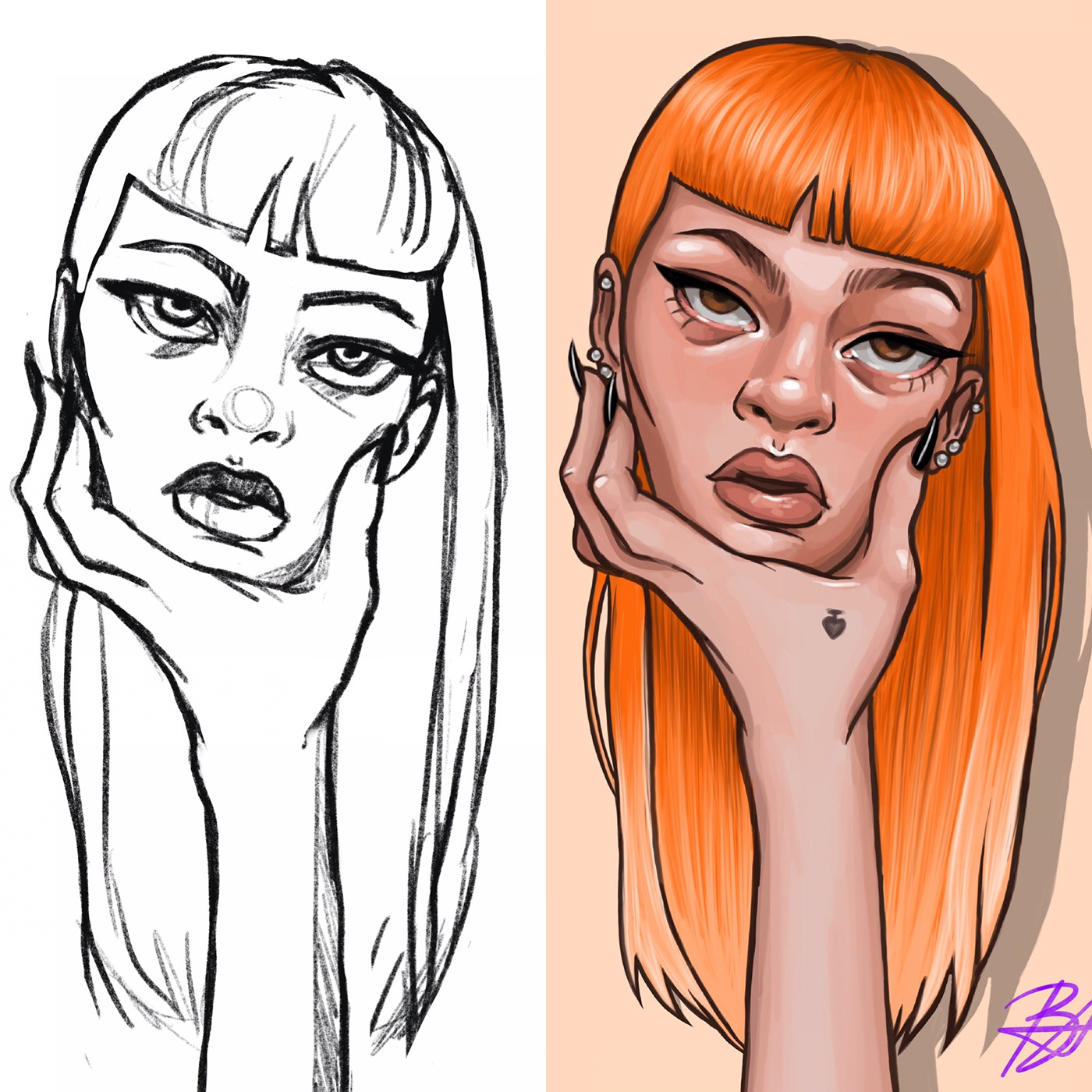 art artist coco blanch coloring creating Digital Art  fases ILLUSTRATION  process sketch