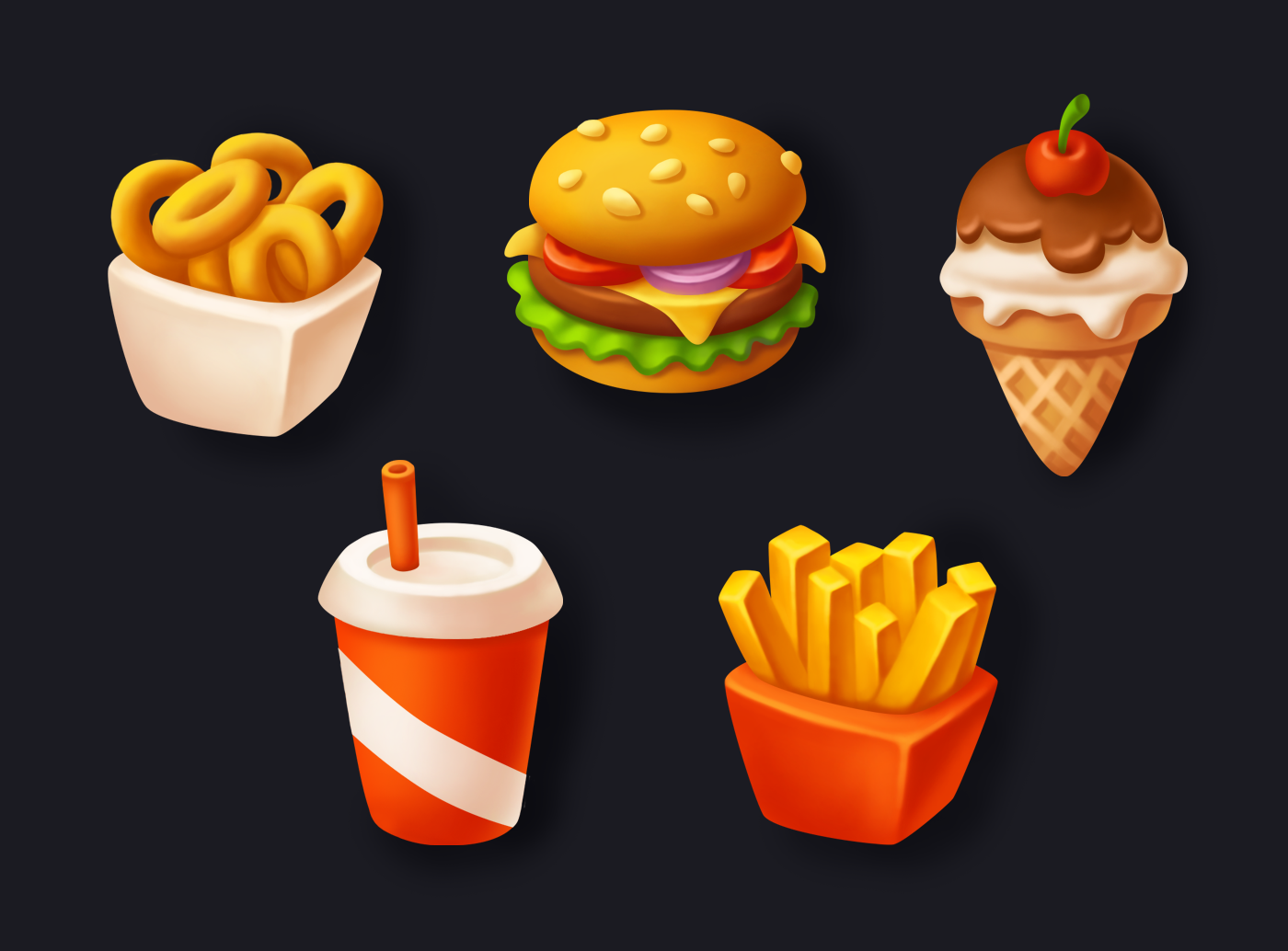 Fast food burger Food  Fries ice cream game game icon 2D art digital illustration 2D
