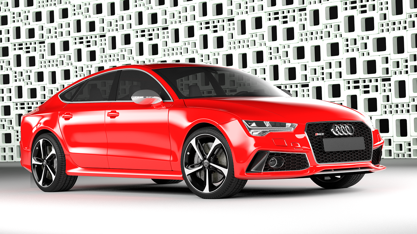 audi render VRAY CAR red audi Audi RS7