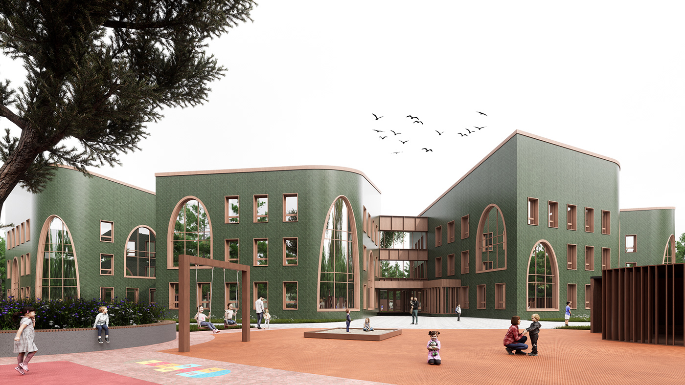 architecture archviz School Project kindergarten design Landscape modern architecture CGI architectural design architectural