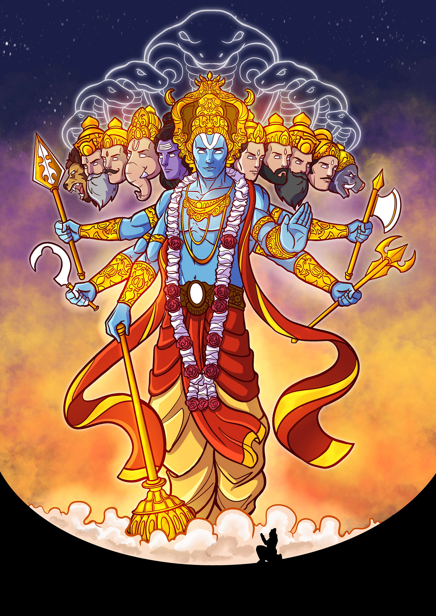 krishna digital illustration Mahabharat indian mythology Digital Art 