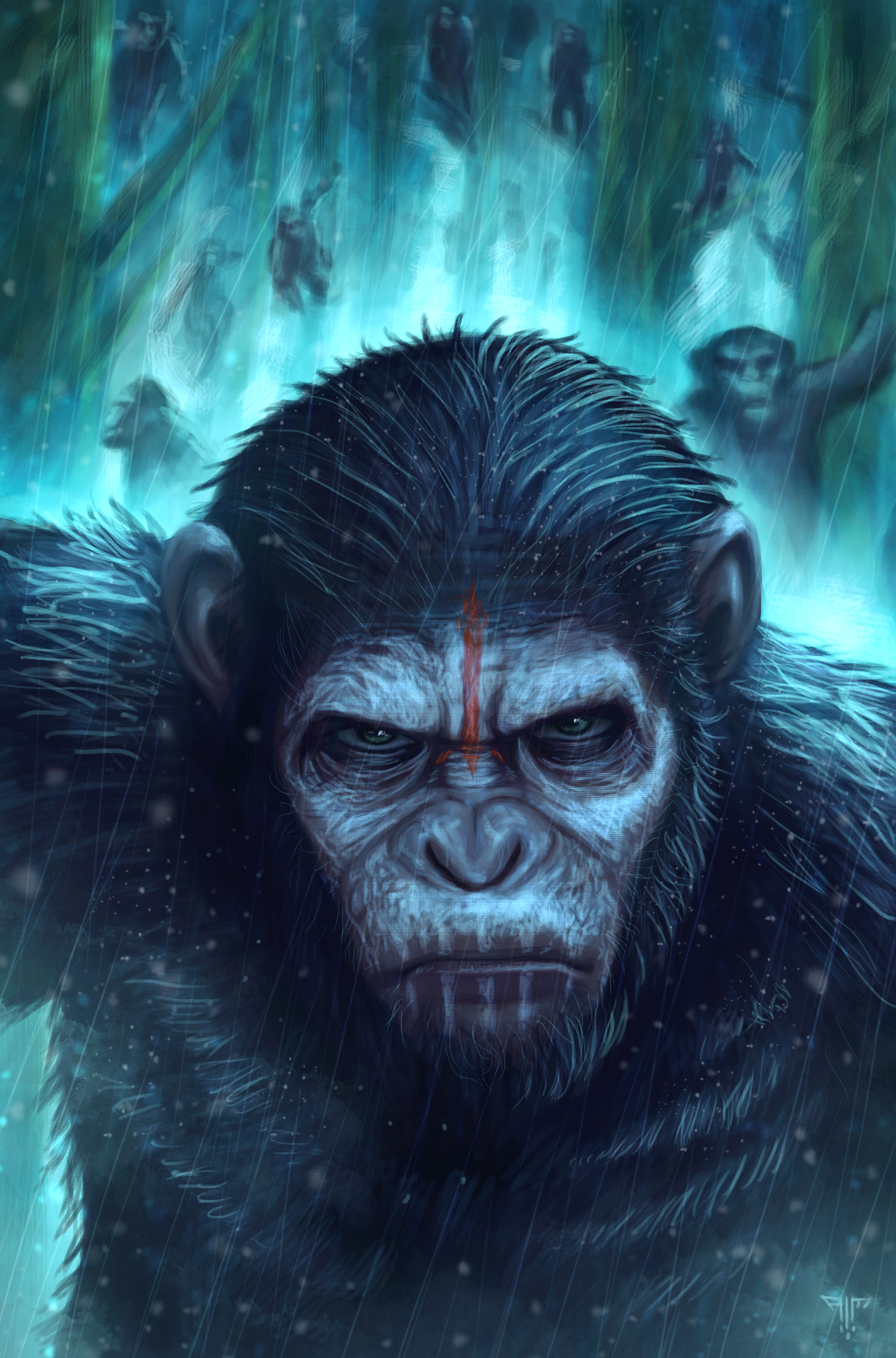 Andy Serkis  weta DAWN planetoftheapes apes illustrations art digital photoshop movie