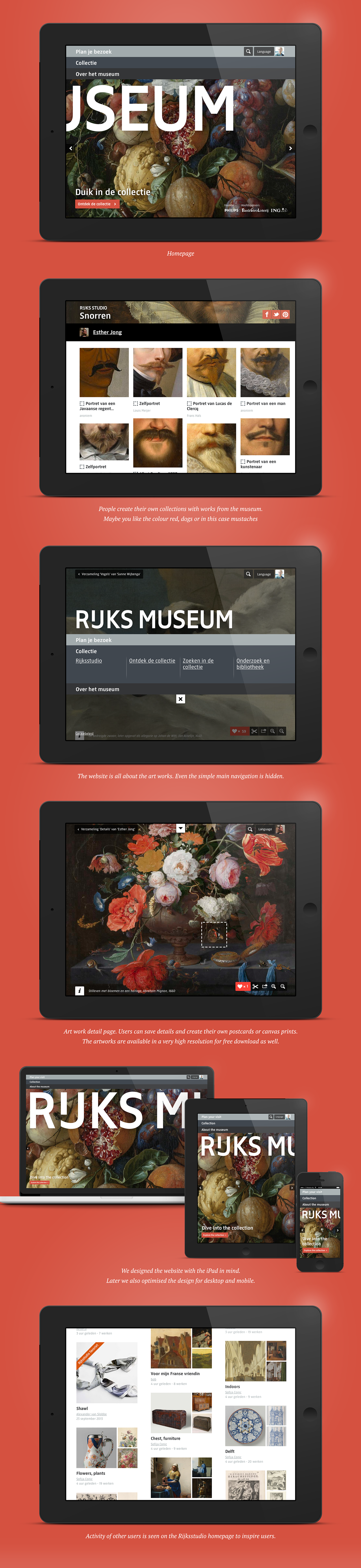 museum Rijksmuseum amsterdam Website navigation simplicity gallery Collection artworks Exhibition  flat design flat social minimal