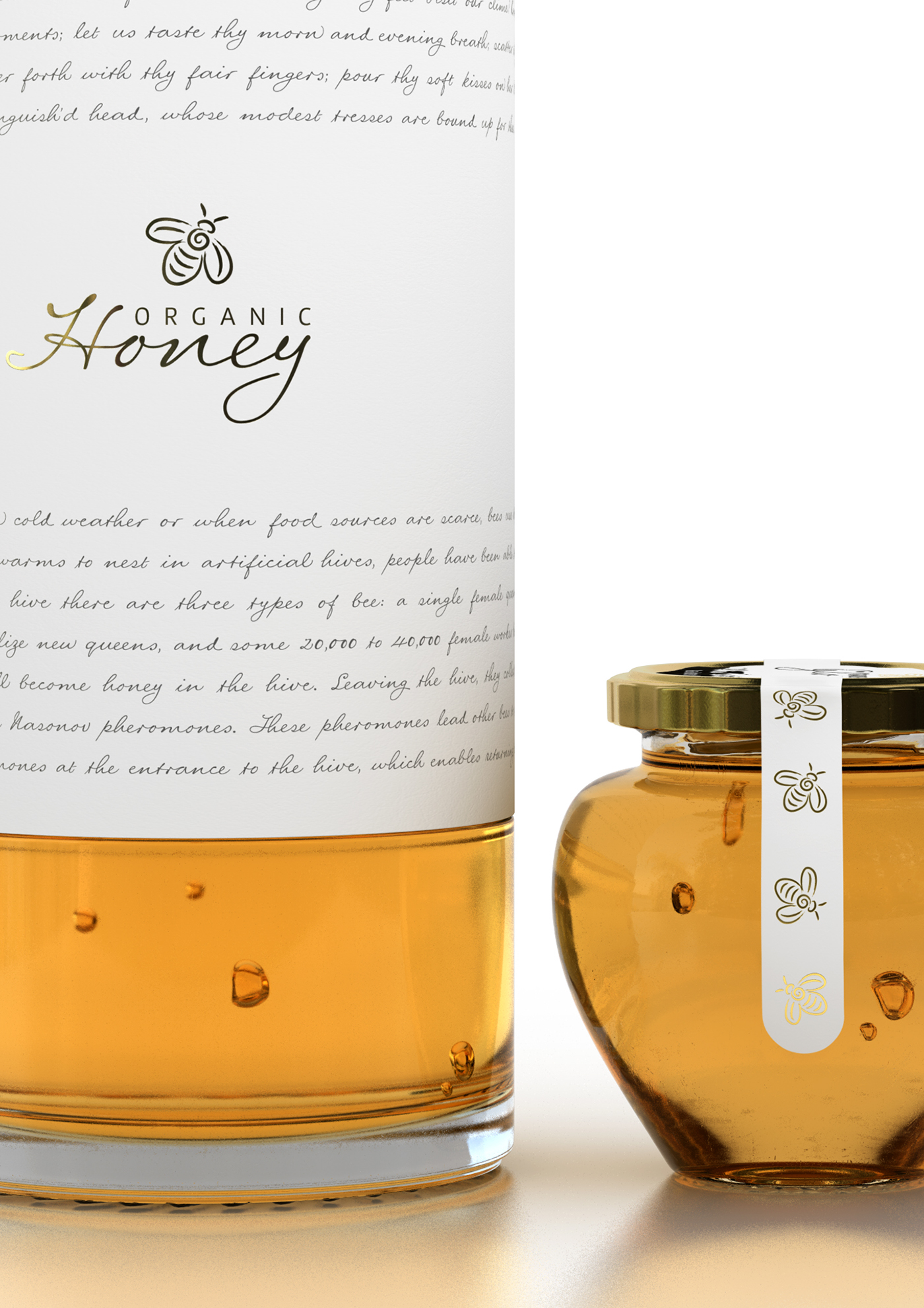 Marcel Buerkle johannesburg south africa Organic Honey packaging packaging design concept 3D renders glass Circum Punkt Design honey design concept logo bee organic natural