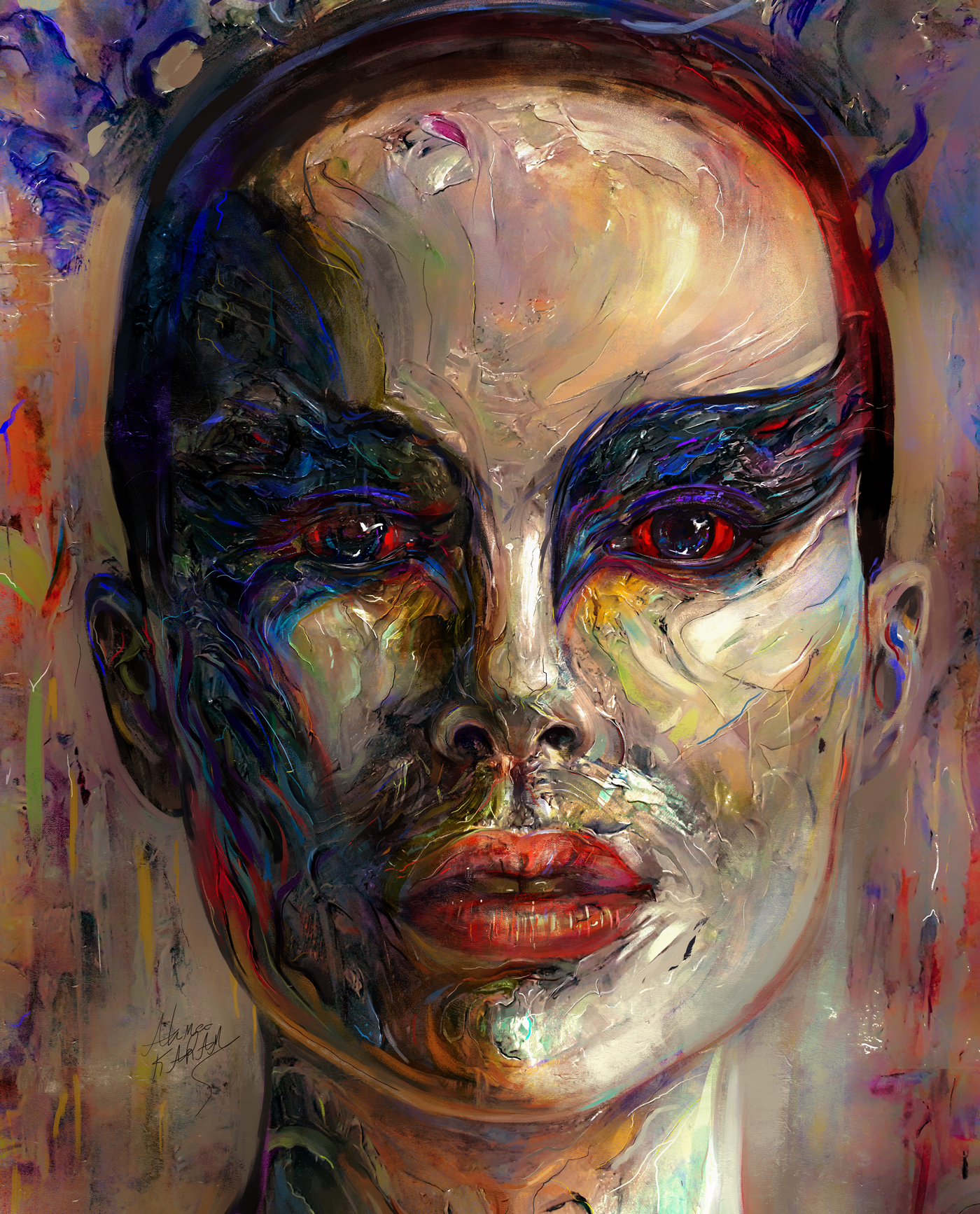portrait painting   Digital Art  digital painting Oil Painting mixed media photoshop canvas black swan Drawing 