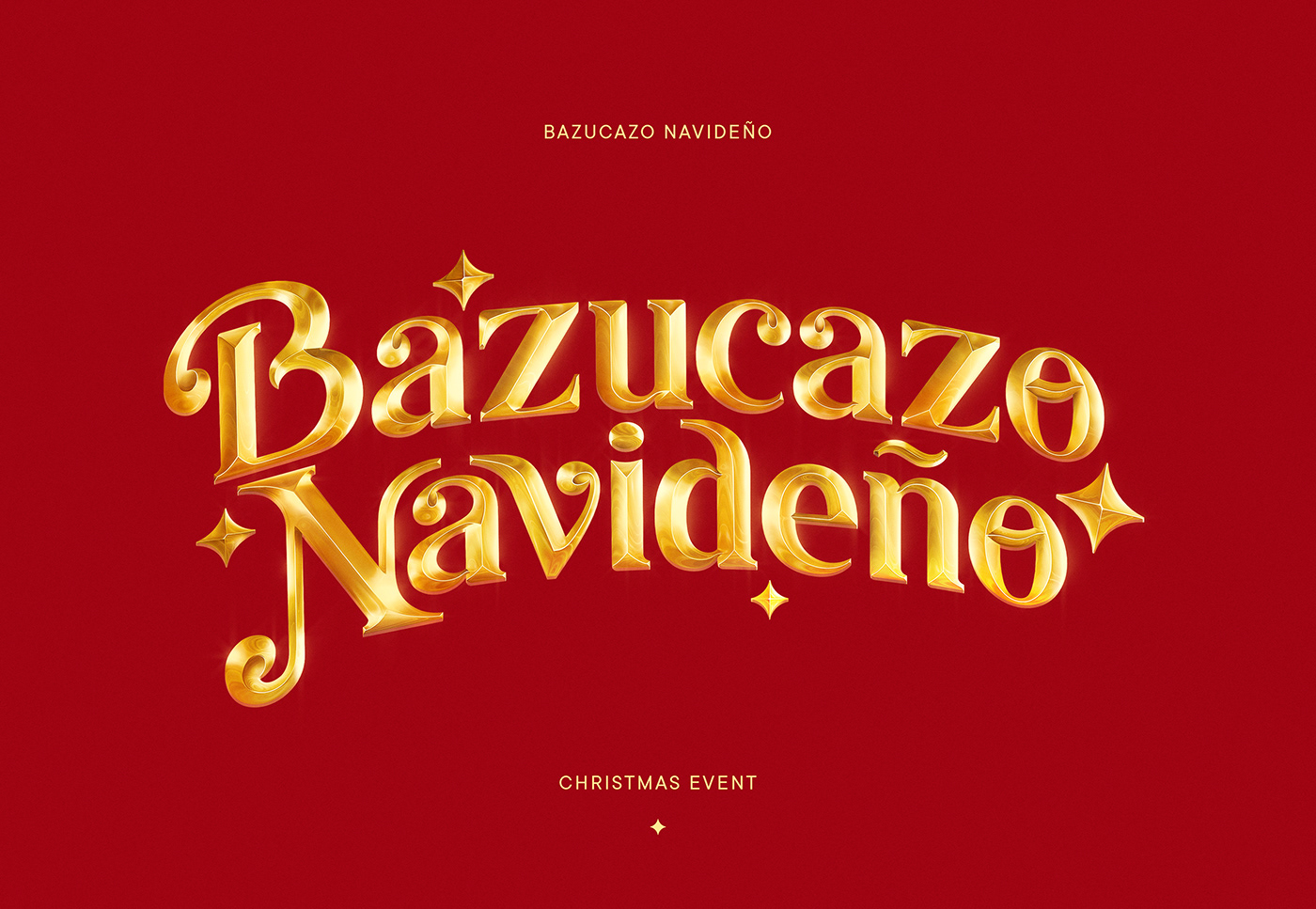 3D Anthony Santos Bazucazo Navideño Christmas Event golden lettering Maney imagination Merry Chirstmas typography  