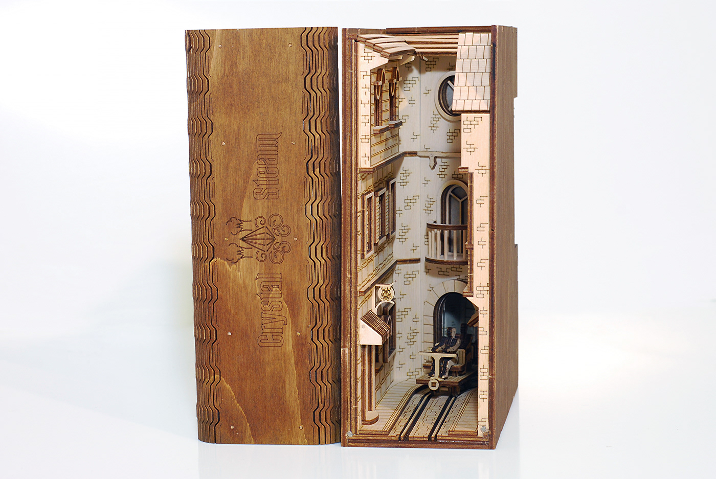 booknook bookshelf CrystalSteam Diorama Miniature plywood Solidworks STEAMPUNK Victorian wood