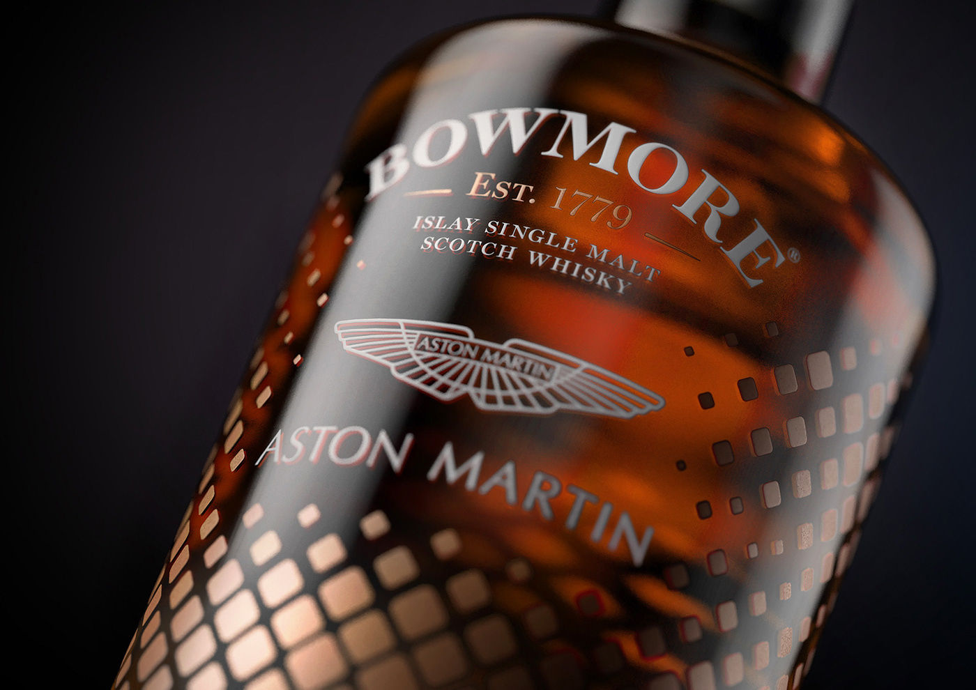 alcohol aston martin bottle bowmore whisky CGI Packaging Whisky