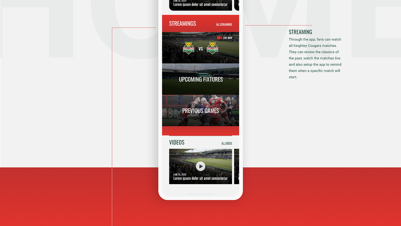 app cougars keighley KEIGHLEY COUGARS Rugby Sports App UI UI/UI ux
