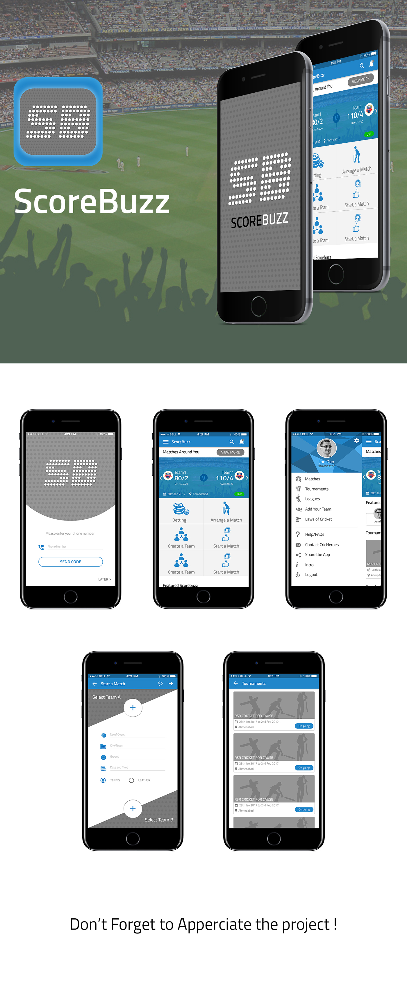 app design ui design ScoreBuzz App CRICKET MATCH Match App mobile app design app layout  scoreboard Arrange Match