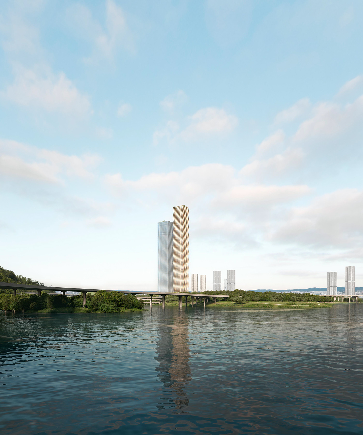 skyscraper seoul Korea city architecture Urban paisagism 3D archviz visualization