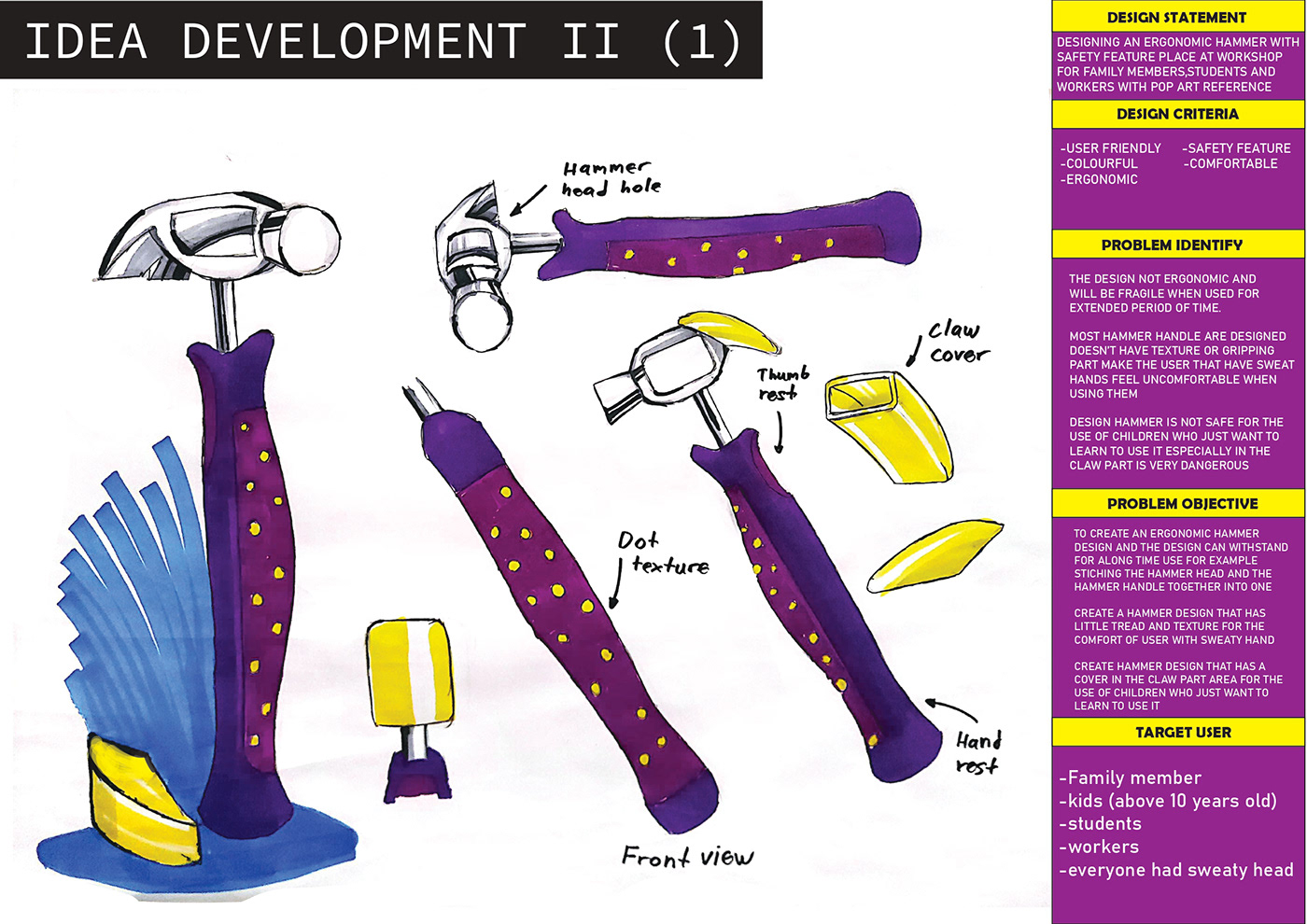 AD114 hammer handtools industrial design  product product design  Project Render sketch uitm