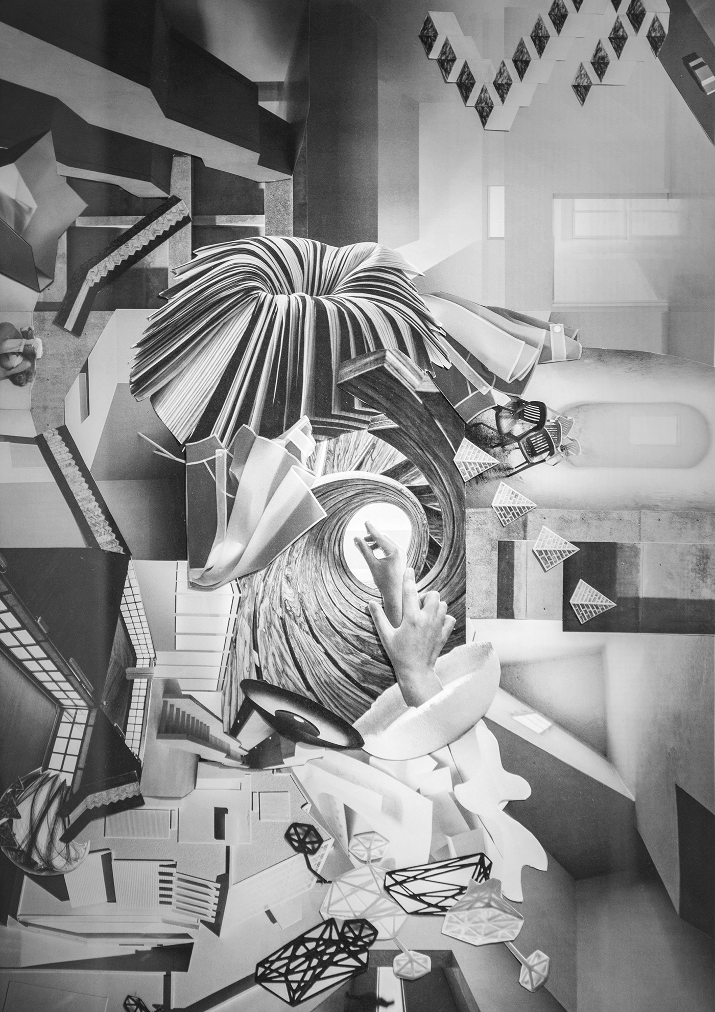 collage black and white b/w cut out paper Analogue art