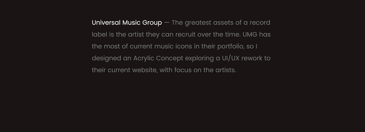 universal music record Web concept motion ux design mobile adobeawards