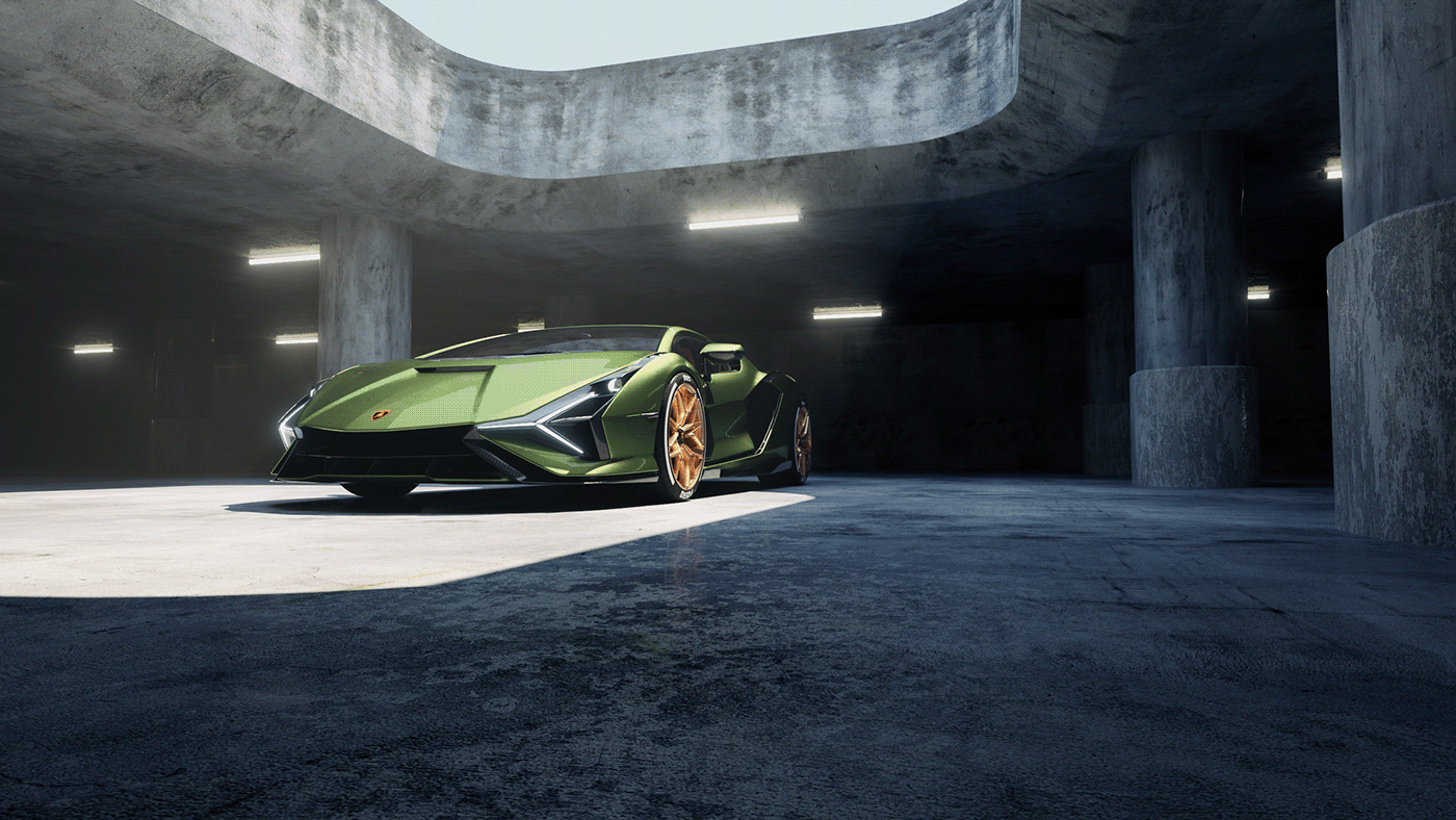 3D CGI cinema 4d environment lamborghini redshift rendering sian Super Car texturing