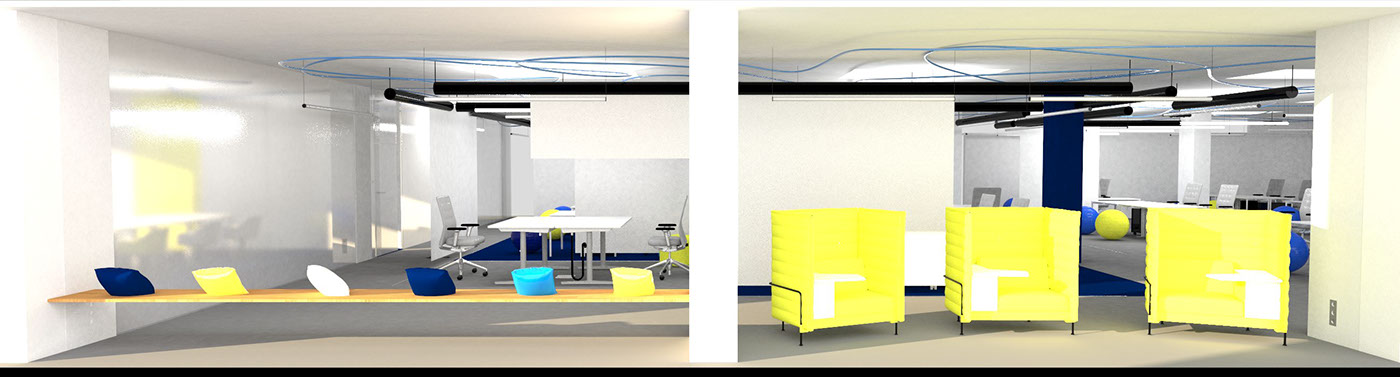 Office Hub RWE Interior design coworking light Vitra line