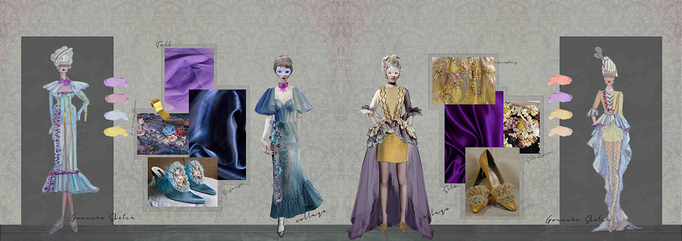 collage fashion design fashion illustration marie antoinette rococo