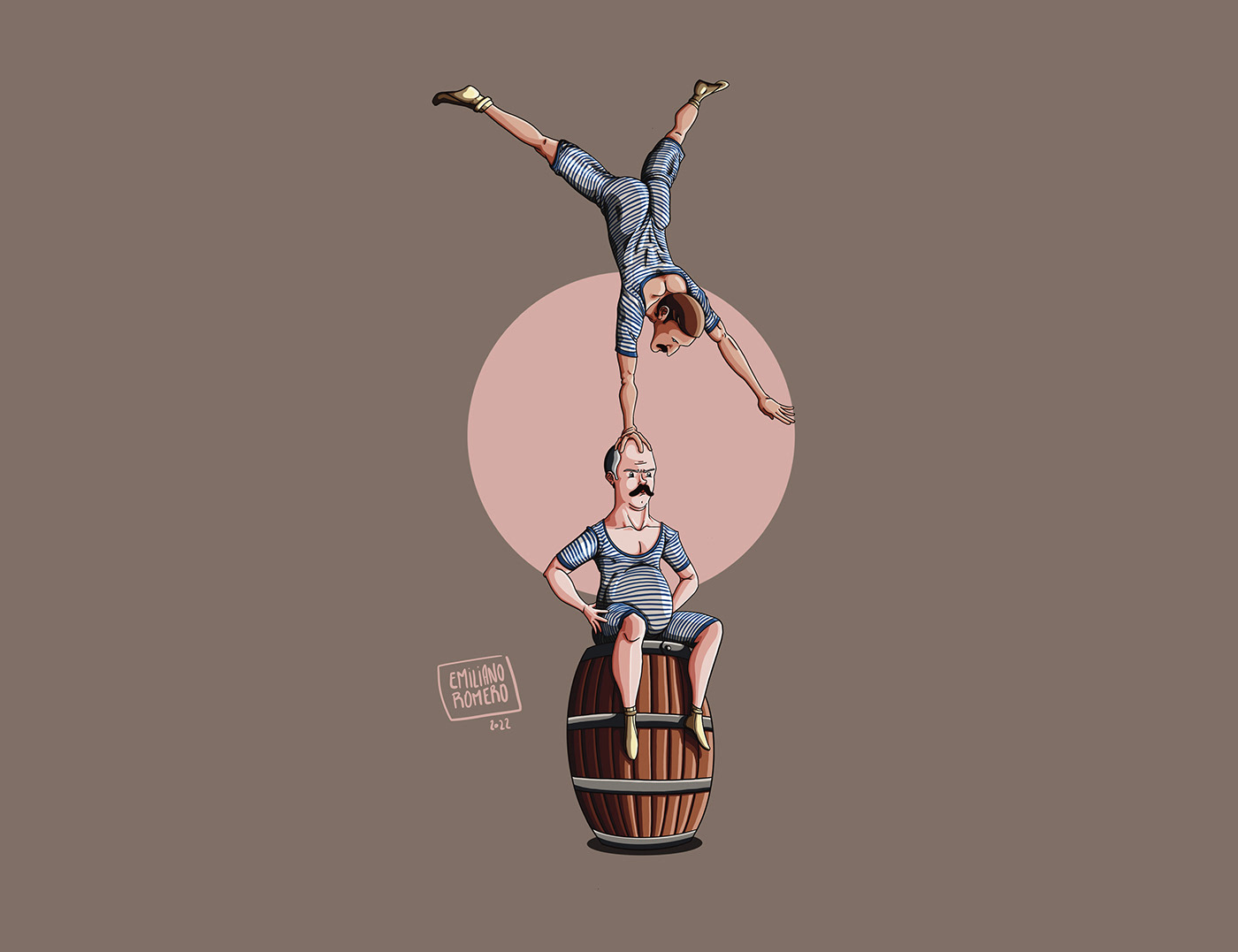 cartoon digital illustration concept art Drawing  artwork acrobat Circus handstand acrobatics